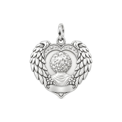 Eternal Wings Memorial Heart Charm Bracelet – Personalized Memorial – back of the charm, engraving area
