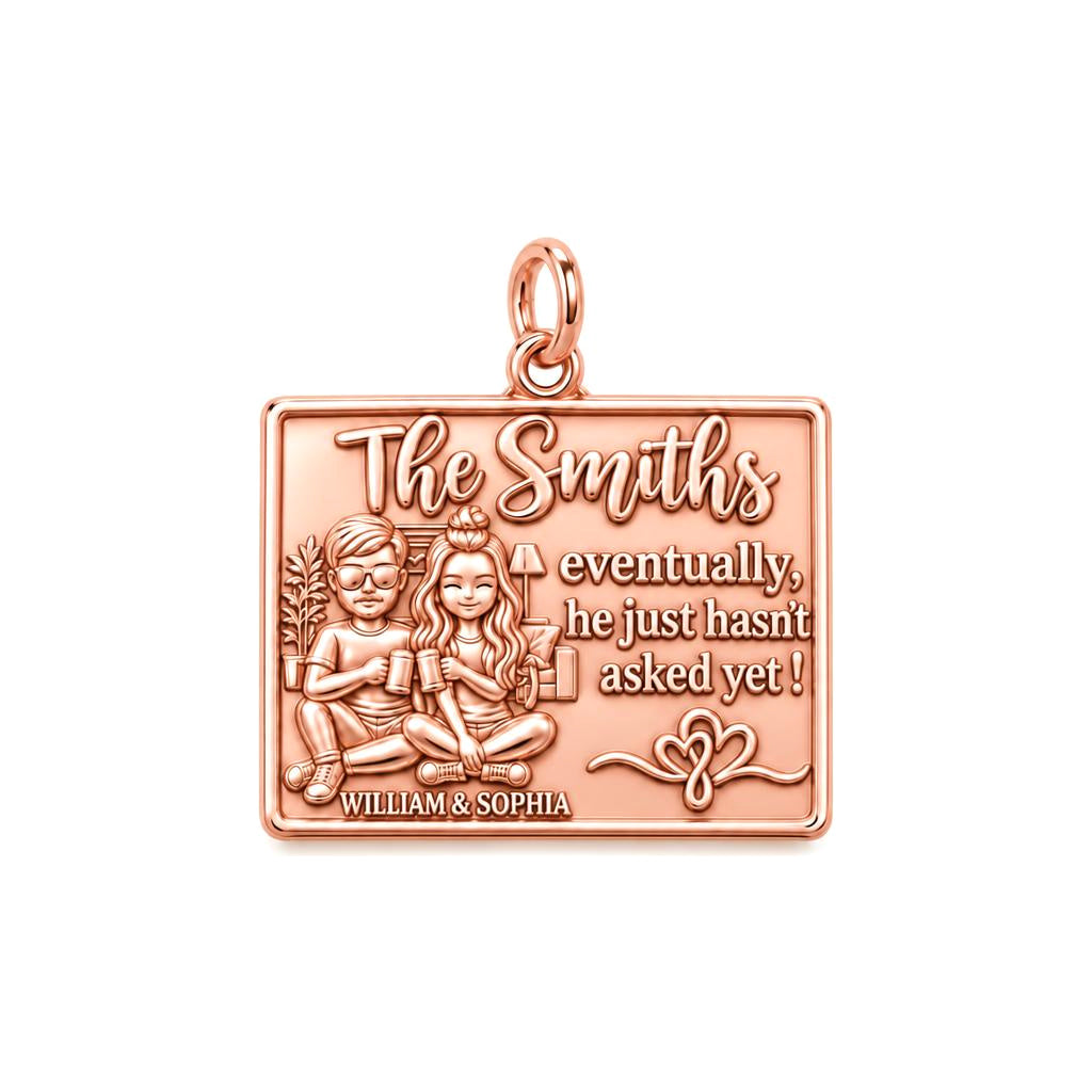Eventually Asked Yet Charm Bracelet – Personalized Couple Gift – rose gold 3 cm charm, front view