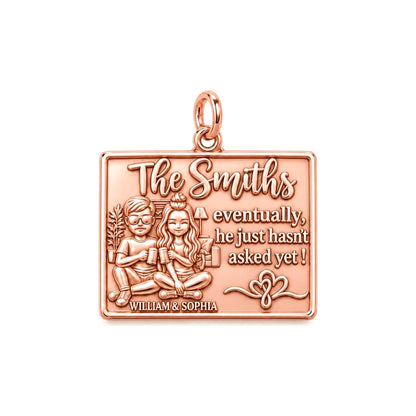 Eventually Asked Yet Charm Bracelet – Personalized Couple Gift – rose gold 3 cm charm, front view