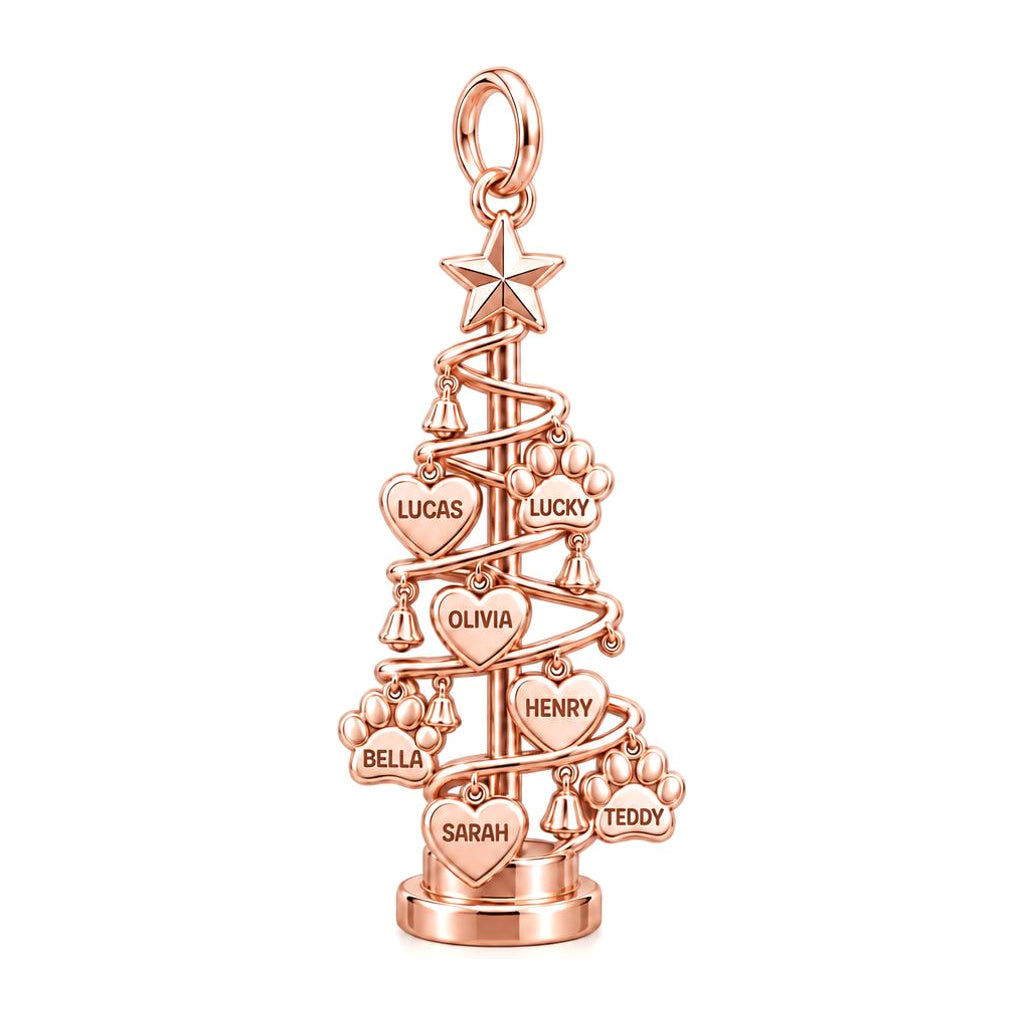Evergreen Family Tree Charm Bracelet – Personalized Mom Gift – rose gold 3 cm charm, front view