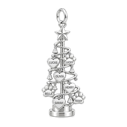 Evergreen Family Tree Charm Bracelet – Personalized Mom Gift – silver plated 3 cm charm, front view