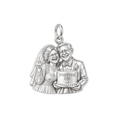 Everlasting Anniversary Couple Charm Bracelet – Personalized Couple – silver plated 2 cm charm, front view