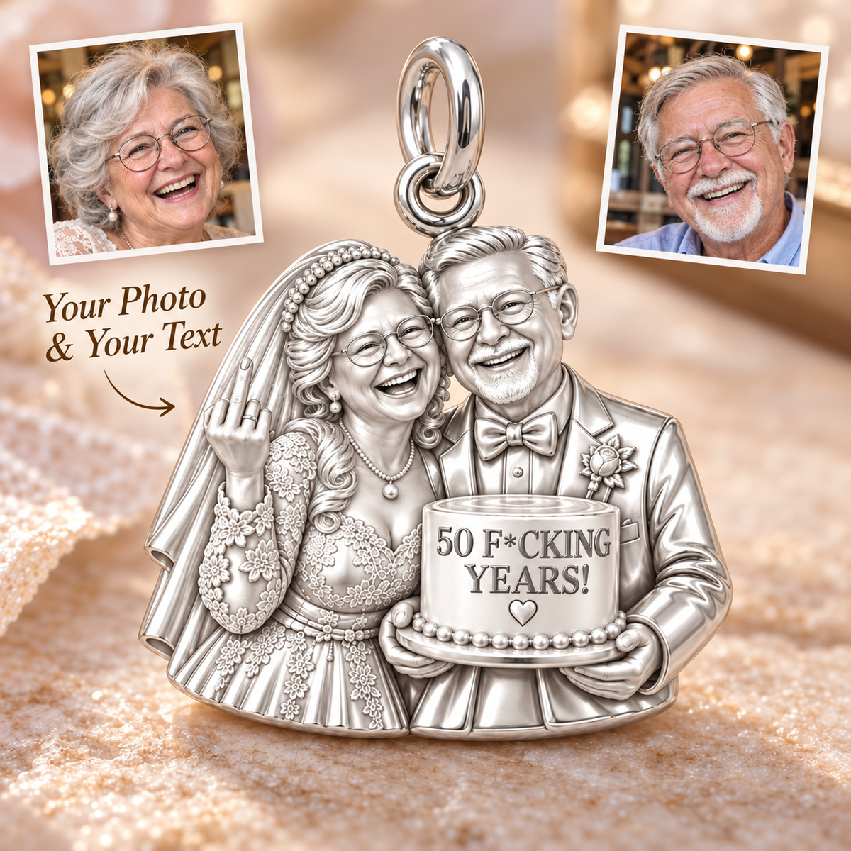 Everlasting Anniversary Couple Charm Bracelet – Personalized Couple – macro detail of the charm