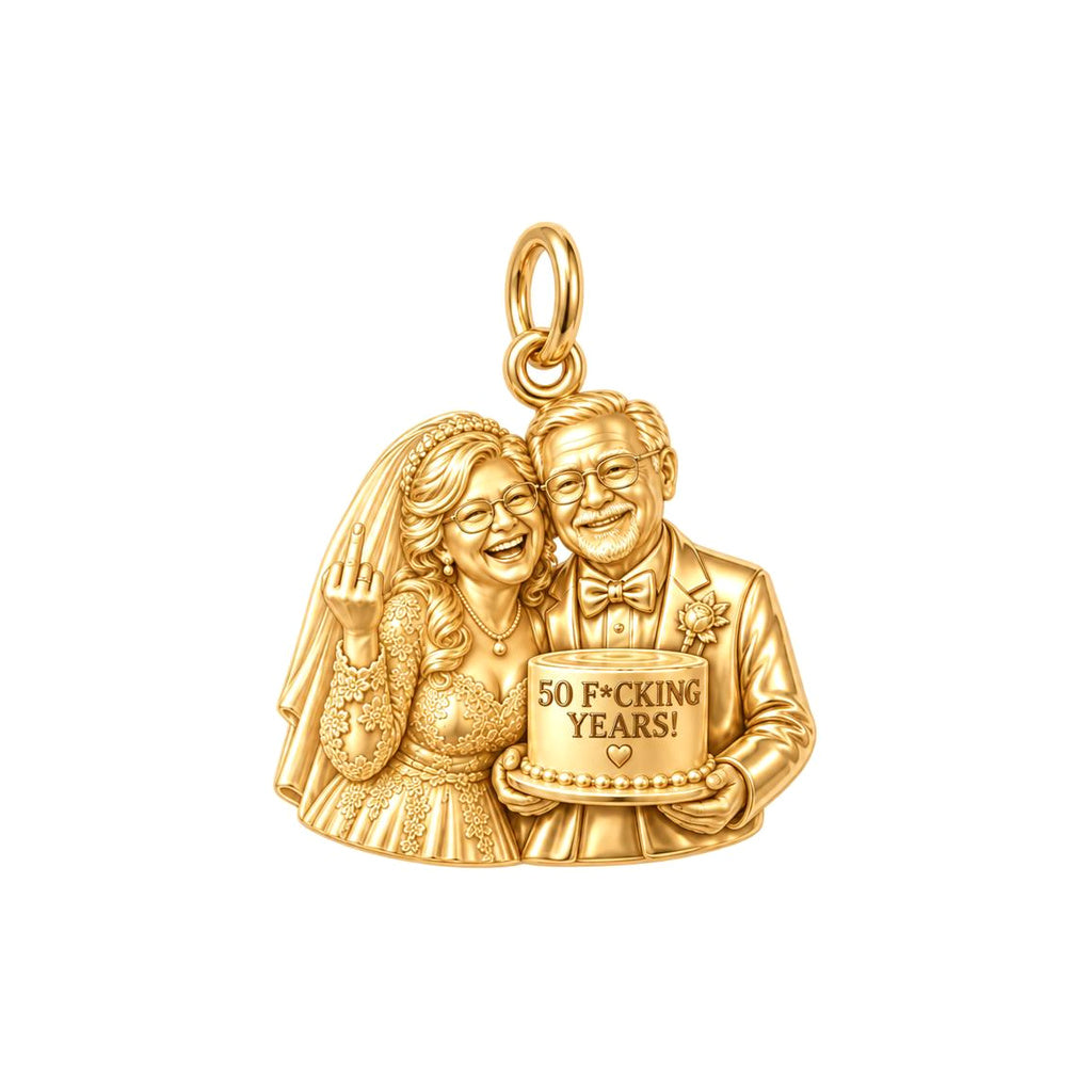 Everlasting Anniversary Couple Charm Bracelet – Personalized Couple – 18K gold plated 2 cm charm, front view