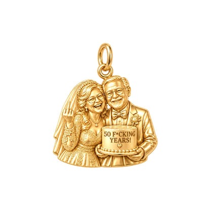 Everlasting Anniversary Couple Charm Bracelet – Personalized Couple – 18K gold plated 2 cm charm, front view