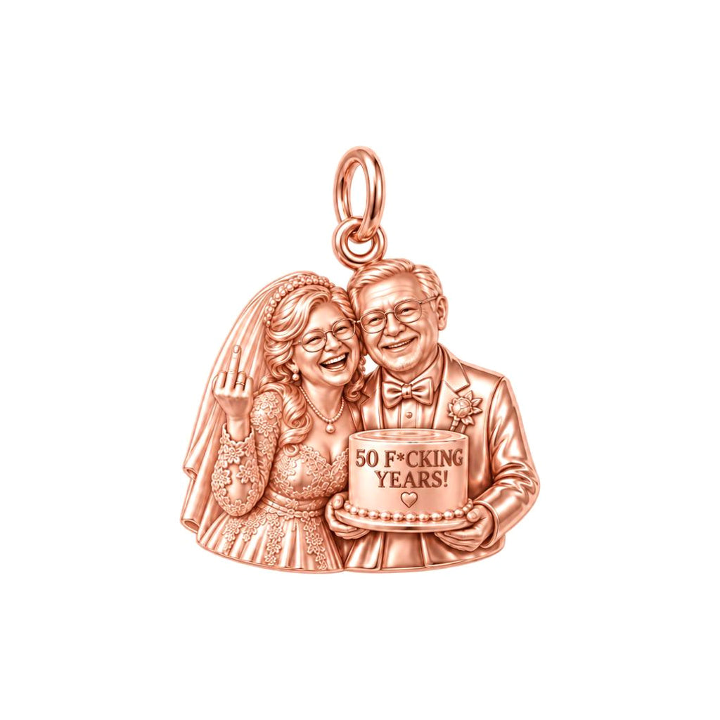 Everlasting Anniversary Couple Charm Bracelet – Personalized Couple – rose gold 2 cm charm, front view