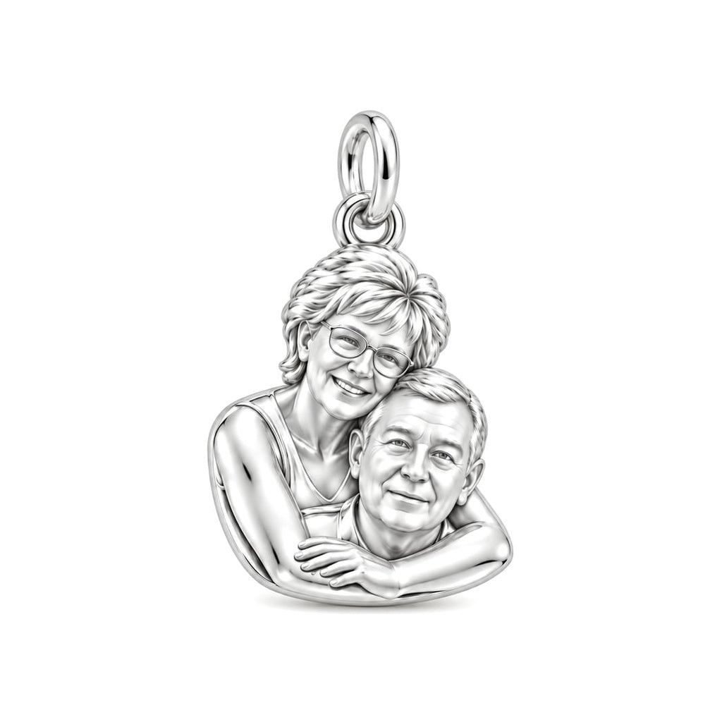 Everlasting Embrace Charm Bracelet – Personalized Couple Gift – silver charm, front view