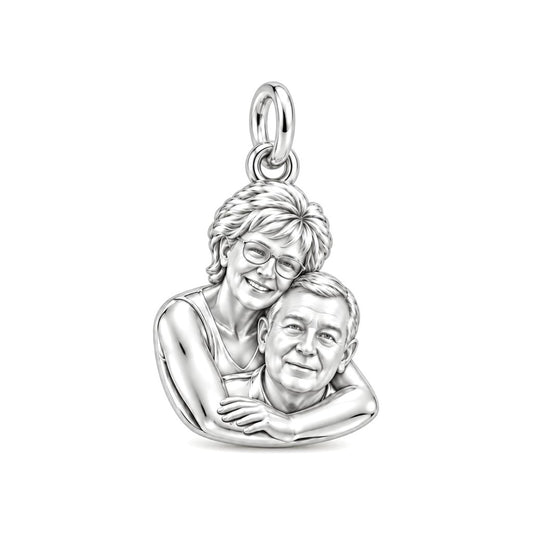 Everlasting Embrace Charm Bracelet – Personalized Couple Gift – silver charm, front view