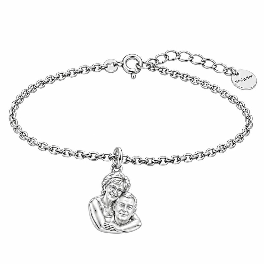 Everlasting Embrace Photo Charm Bracelet Set – silver, front view