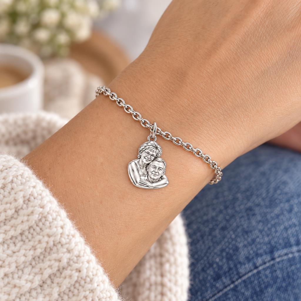 Everlasting Embrace Photo Charm Bracelet Set – worn / in use