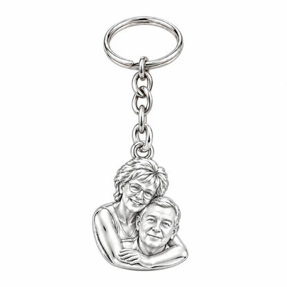 Everlasting Embrace Photo Charm Keychain – silver, front view