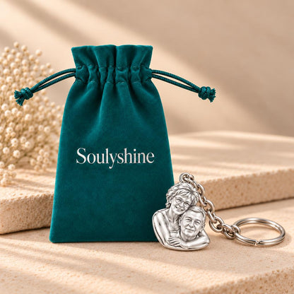 Everlasting Embrace Photo Charm Keychain – Soulyshine velvet gift pouch