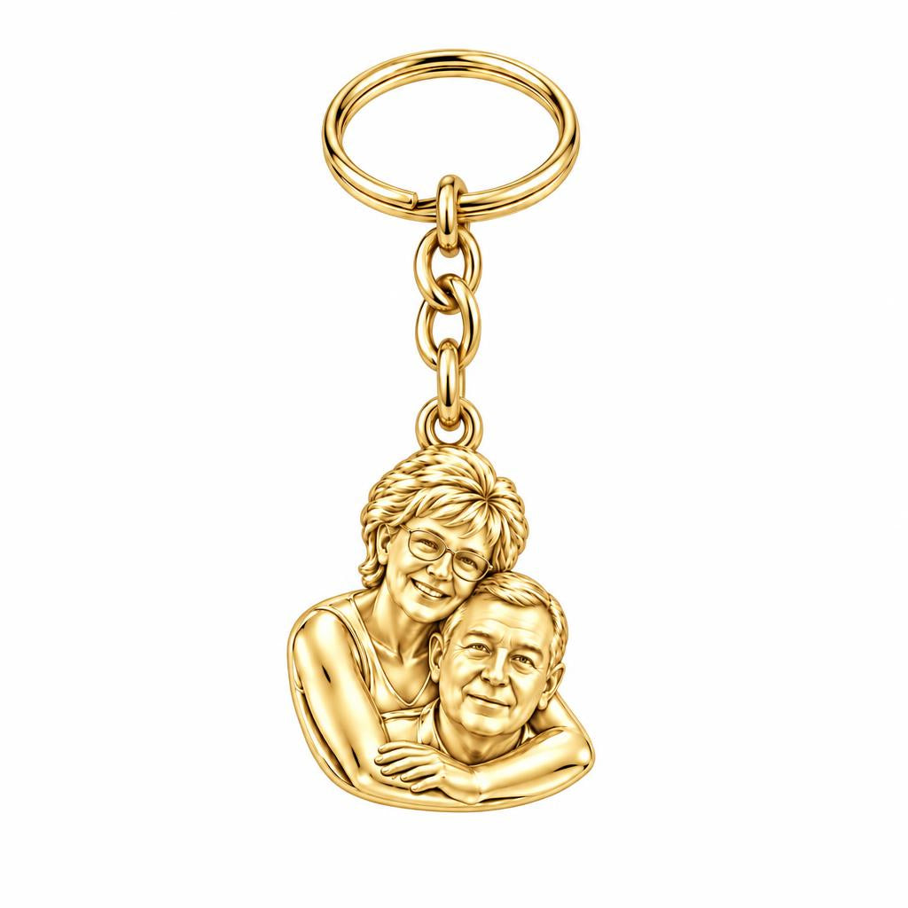 Everlasting Embrace Photo Charm Keychain – 18K gold, front view