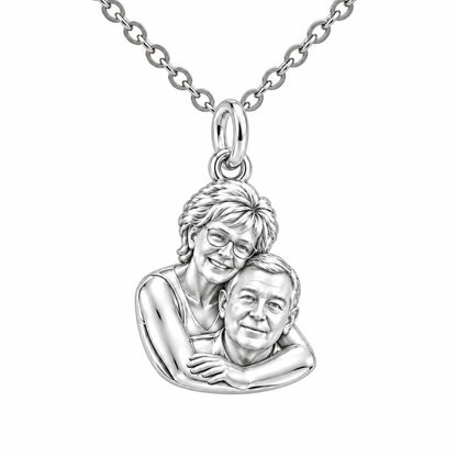 Everlasting Embrace Photo Charm Necklace Set – silver, front view