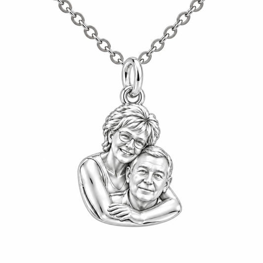 Everlasting Embrace Photo Charm Necklace Set – silver, front view