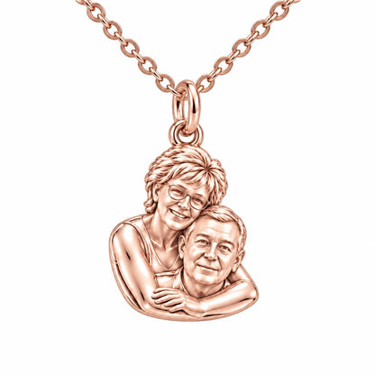 Everlasting Embrace Photo Charm Necklace Set – rose gold, front view