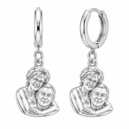 Everlasting Embrace Photo Huggie Charm Earrings – silver, front view