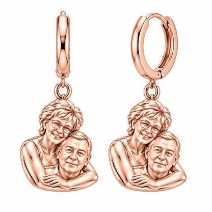 Everlasting Embrace Photo Huggie Charm Earrings – rose gold, front view
