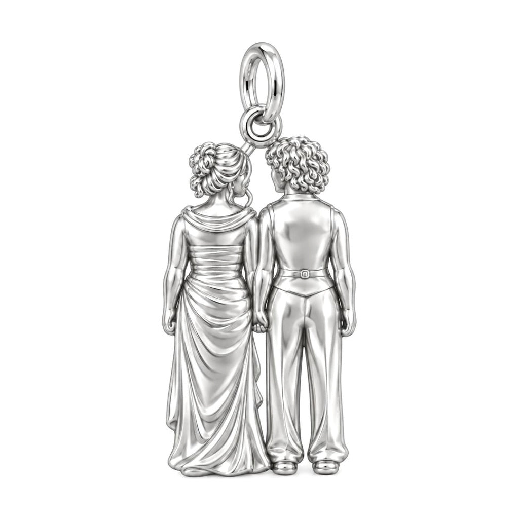 Everlasting Hand in Hand Charm Bracelet – Personalized Couple Gift – back of the charm, engraving area
