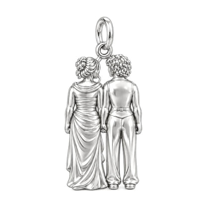 Everlasting Hand in Hand Charm Bracelet – Personalized Couple Gift – back of the charm, engraving area