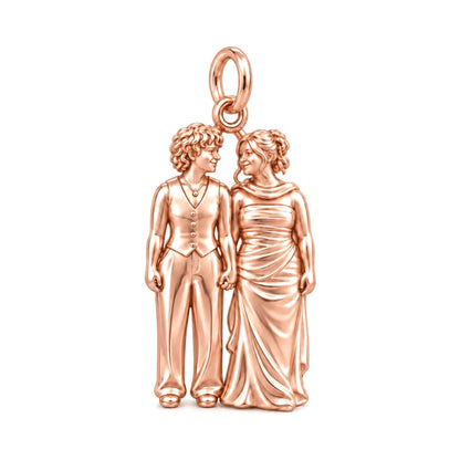 Everlasting Hand in Hand Charm Bracelet – Personalized Couple Gift – rose gold charm, front view