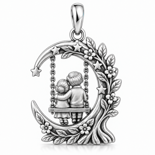 Everlasting Love Moon Swing Charm and Polyester Cord Bracelet Set