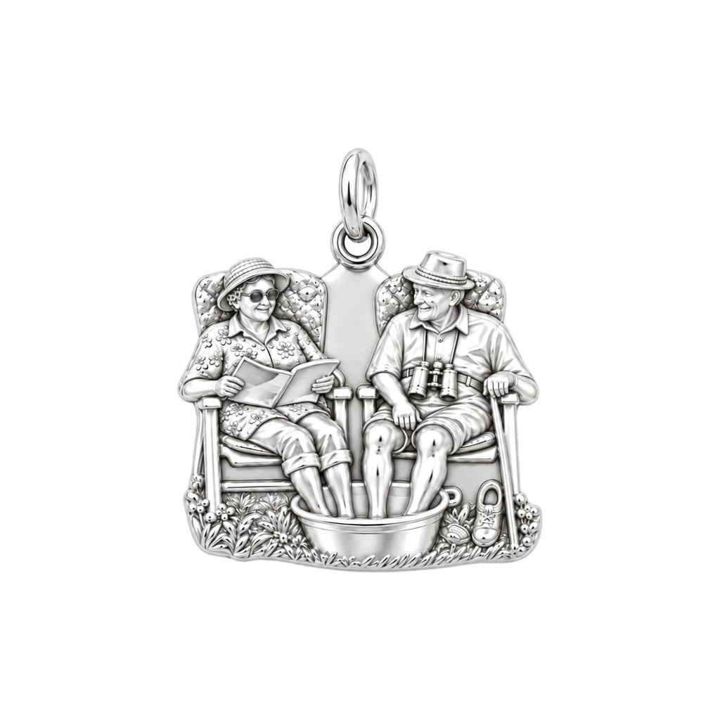 Everlasting Love Porch Chairs Charm Bracelet – Personalized Couple – silver charm, front view