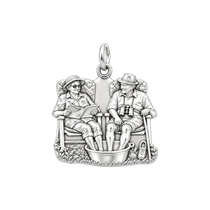 Everlasting Love Porch Chairs Charm Bracelet – Personalized Couple – silver charm, front view