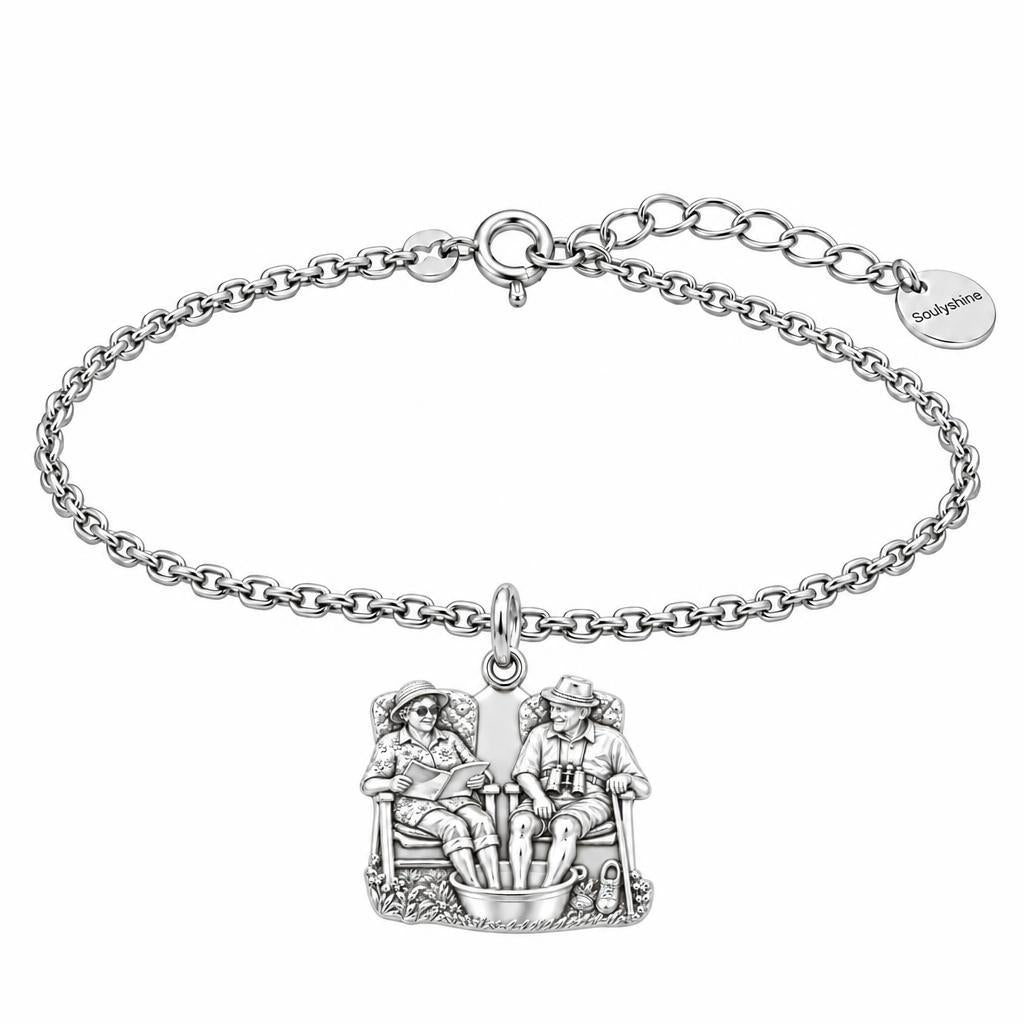 Everlasting Love Porch Chairs Charm Bracelet Set – silver, front view