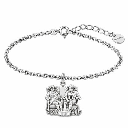 Everlasting Love Porch Chairs Charm Bracelet Set – silver, front view