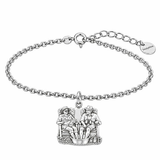 Everlasting Love Porch Chairs Charm Bracelet Set – silver, front view