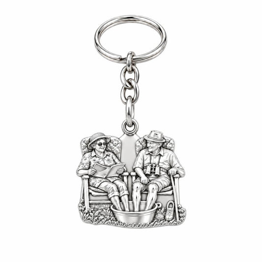 Everlasting Love Porch Chairs Charm Keychain – silver, front view