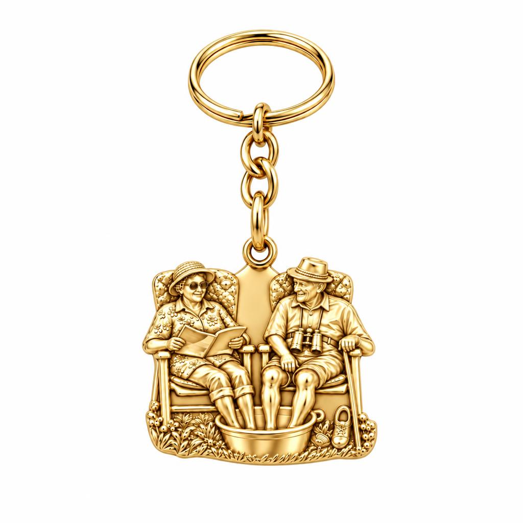Everlasting Love Porch Chairs Charm Keychain – 18K gold, front view