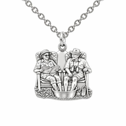 Everlasting Love Porch Chairs Charm Necklace Set – silver, front view