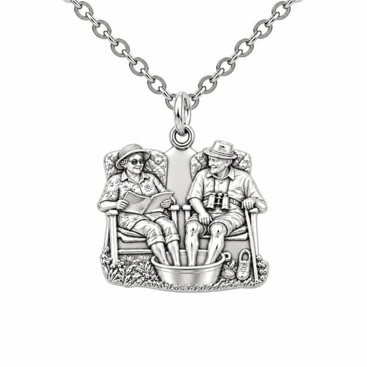 Everlasting Love Porch Chairs Charm Necklace Set – silver, front view