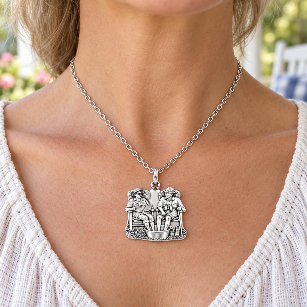Everlasting Love Porch Chairs Charm Necklace Set – worn / in use