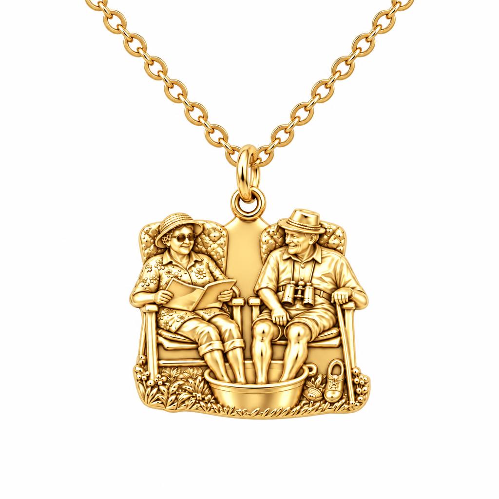 Everlasting Love Porch Chairs Charm Necklace Set – 18K gold, front view