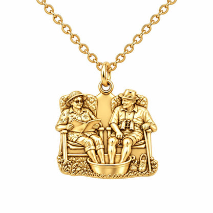 Everlasting Love Porch Chairs Charm Necklace Set – 18K gold, front view