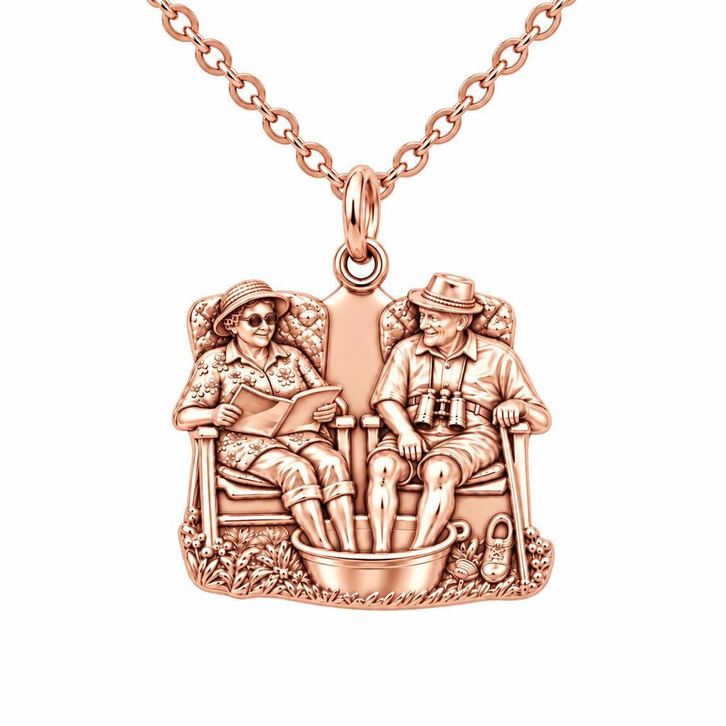 Everlasting Love Porch Chairs Charm Necklace Set – rose gold, front view