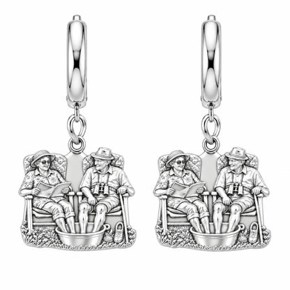 Everlasting Love Porch Chairs Huggie Charm Earrings – silver, front view
