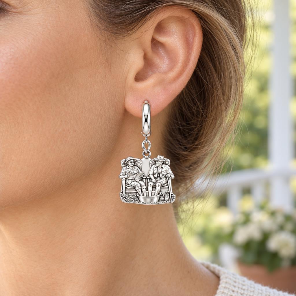 Everlasting Love Porch Chairs Huggie Charm Earrings – worn / in use