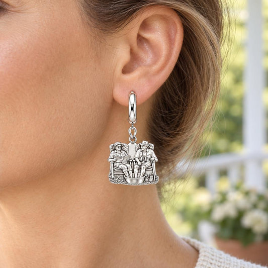Everlasting Love Porch Chairs Huggie Charm Earrings – worn / in use