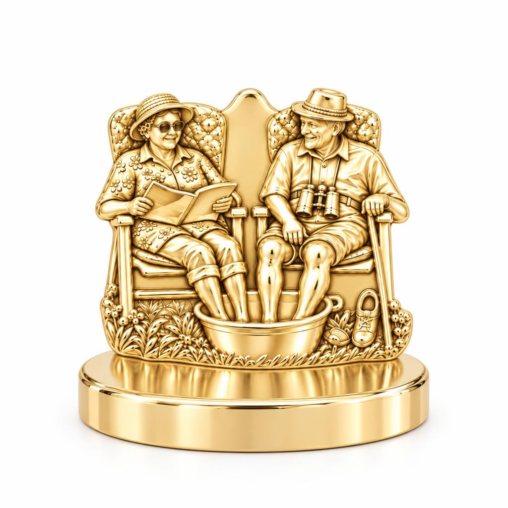 Everlasting Love Porch Chairs Keepsake Plaque – 18K gold, front view
