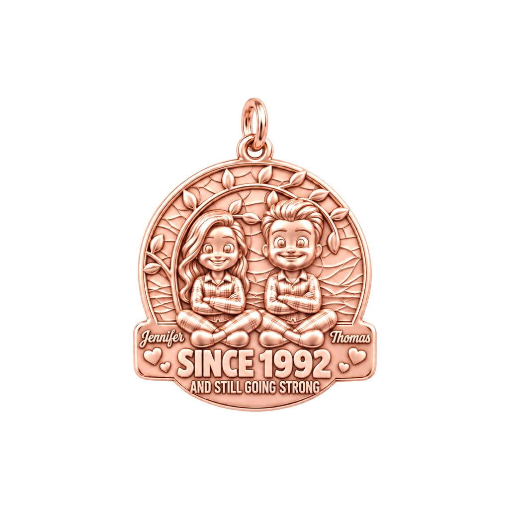 Everlasting Love Tree Charm Bracelet – Personalized Couple Gift – rose gold 3 cm charm, front view