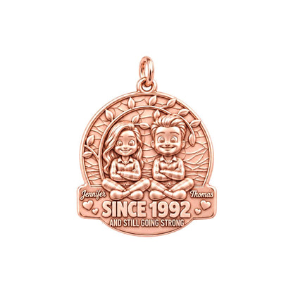 Everlasting Love Tree Charm Bracelet – Personalized Couple Gift – rose gold 3 cm charm, front view