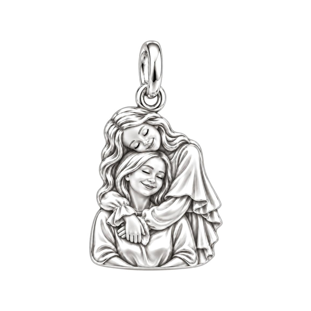 Everlasting Motherly Embrace Charm Bracelet – Personalized Mom Gift – silver charm, front view