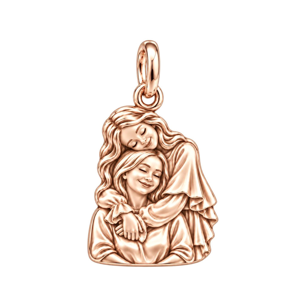 Everlasting Motherly Embrace Charm Bracelet – Personalized Mom Gift – rose gold charm, front view