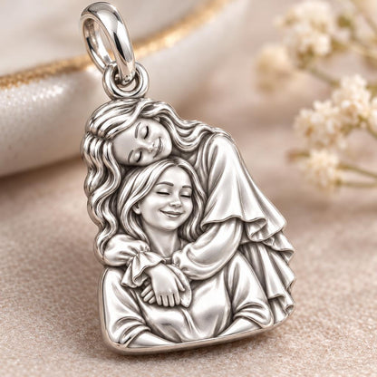 Everlasting Motherly Embrace Charm Bracelet – Personalized Mom Gift – macro detail of the charm