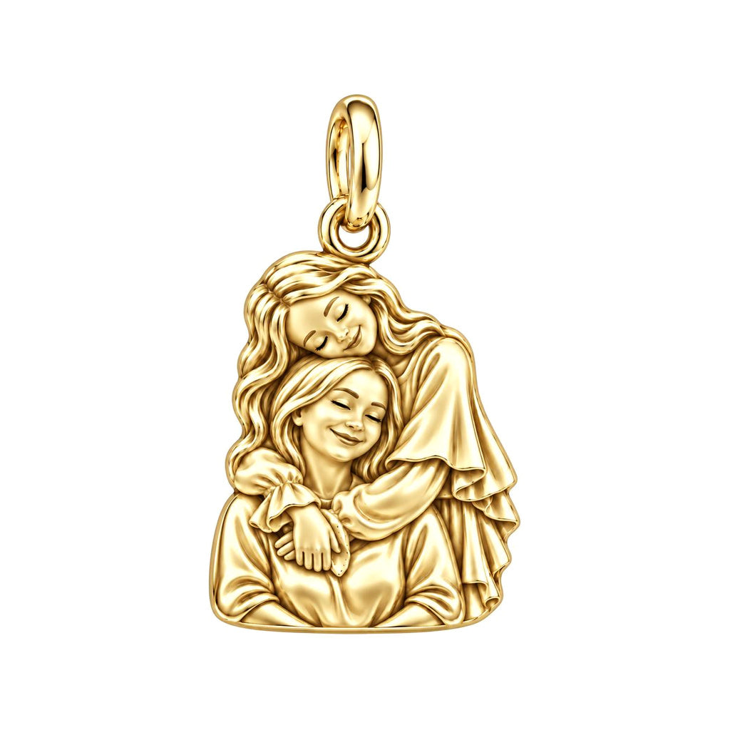 Everlasting Motherly Embrace Charm Bracelet – Personalized Mom Gift – 18K gold charm, front view