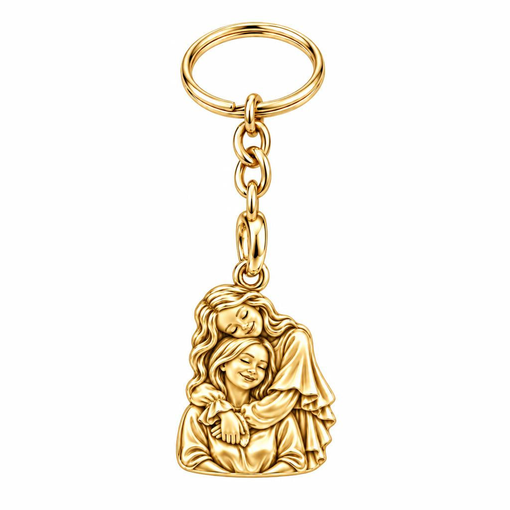Everlasting Motherly Embrace Charm Keychain – 18K gold, front view